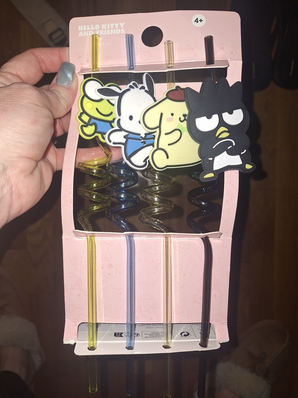 Hello Kitty Friends Spiral Reusable Drinking Straws - Yellow, Blue, Clear, Black